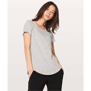 Lululemon Love Crew III T-Shirt Heathered Light Gray Pima Cotton Relaxed Fit